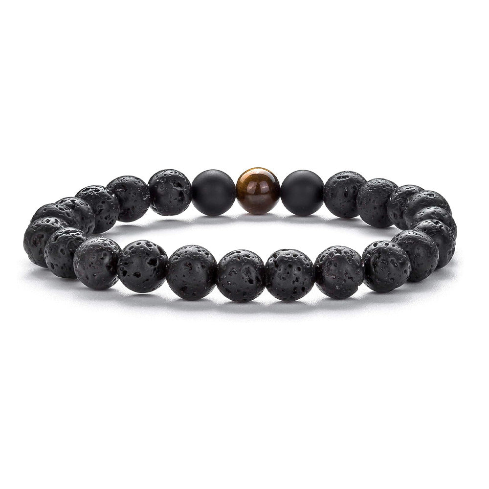Tiger Eye Volcanic Rock Yoga Beaded Bracelet
