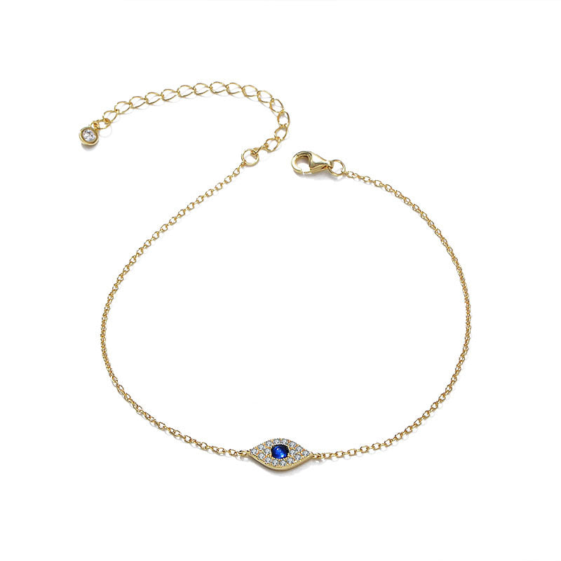 Devil's Eye Micro Inlaid Zircon Sterling Silver Bracelet
