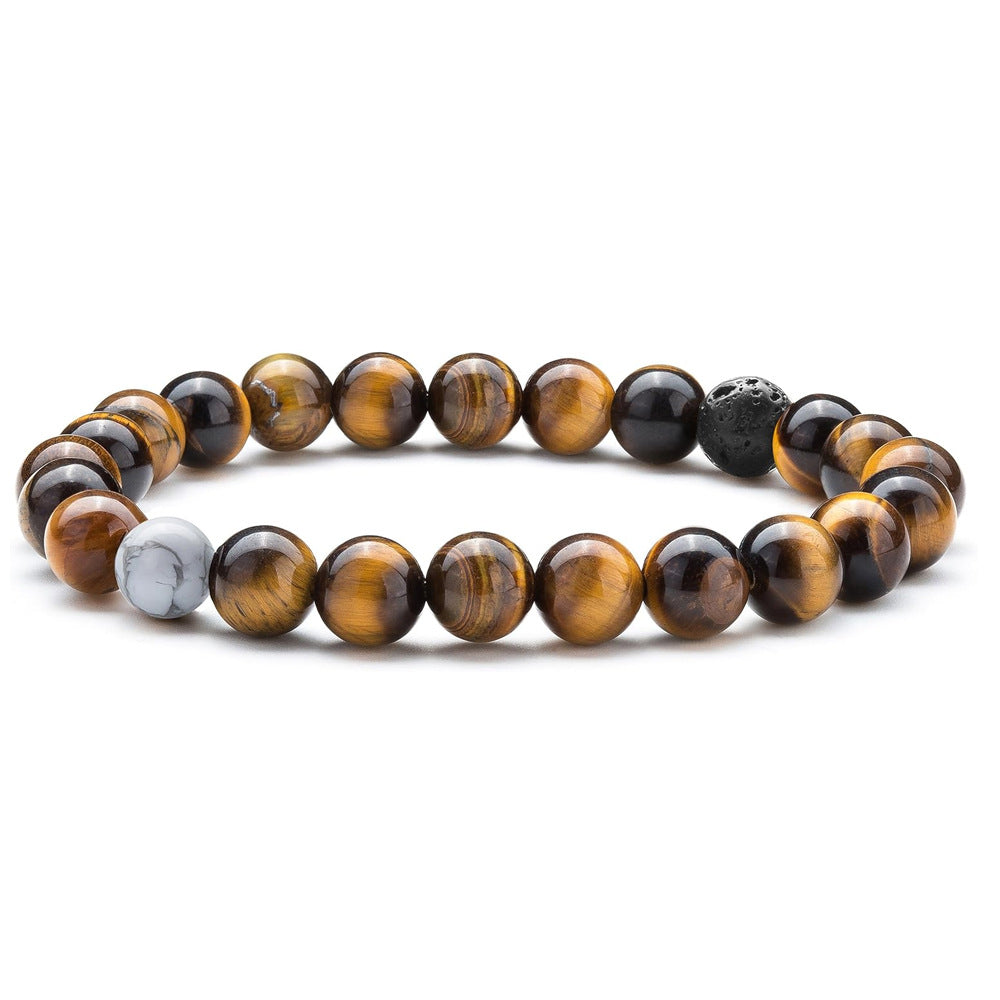 Tiger Eye Volcanic Rock Yoga Beaded Bracelet