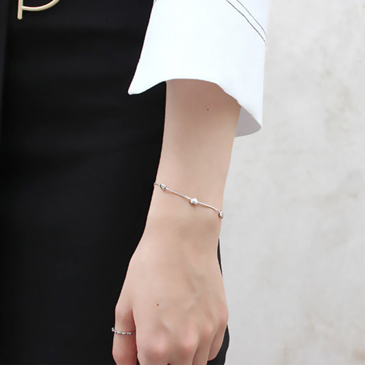 925 Sterling Silver Creative Glossy More Than Heart Bracelet