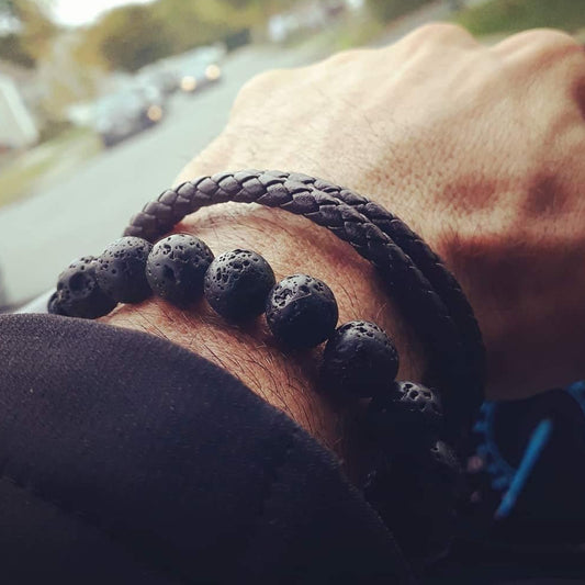 Tiger Eye Volcanic Rock Yoga Beaded Bracelet
